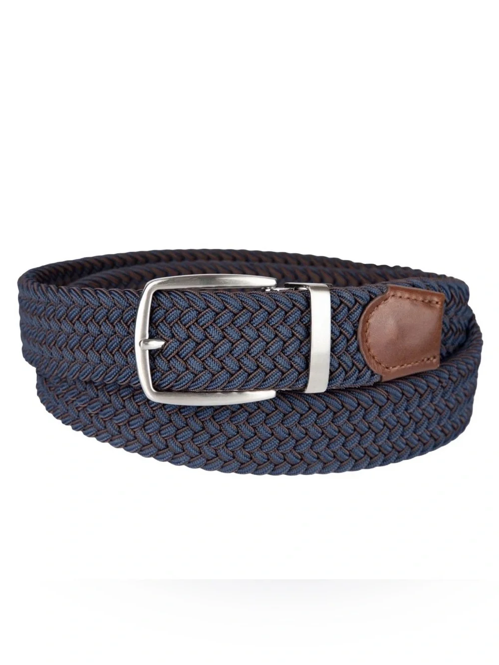Tommy Bahama Mixed Media Braided Belt Leather Details Silver Buckle Classic